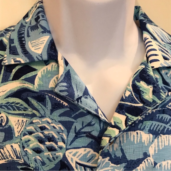 Caribbean Roundtree & Yorke tropical button down short sleeve collared shirt M - Picture 12 of 16